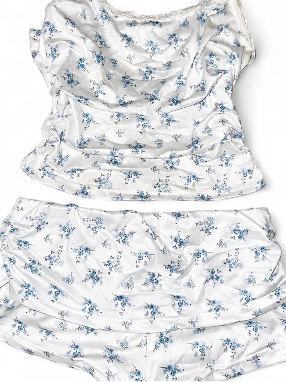 Women’s White Floral Satin Sleep Set